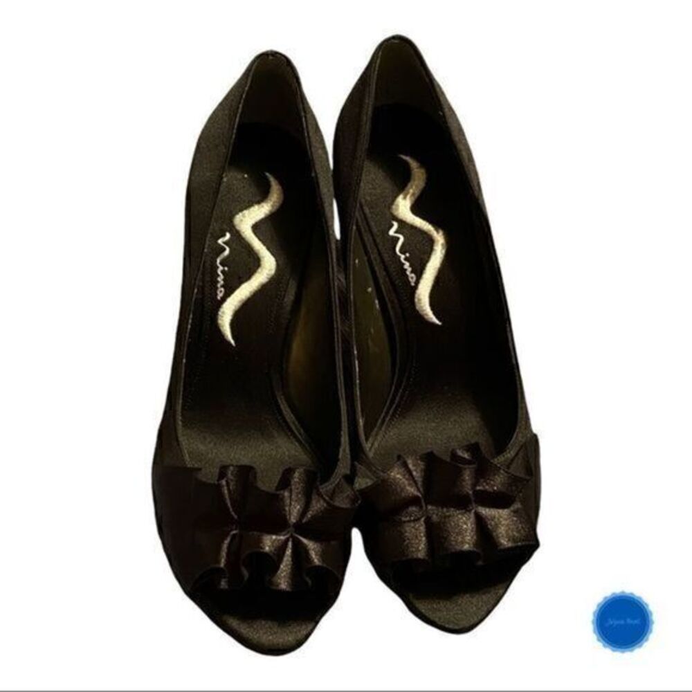 Nina Black Satin Pumps